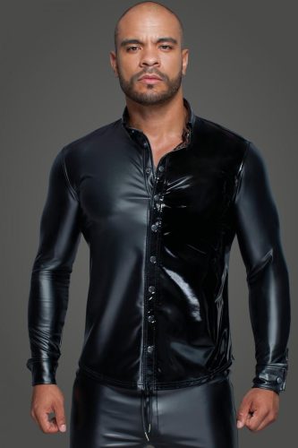 langärmliges powerwetlook shirt von noir handmade front NH2736